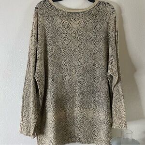 Saga open knit crochet batwing tunic sweater Womens size L top